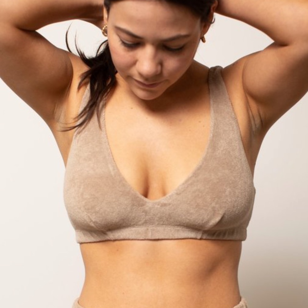 DONNI. Taupe Terry Crop Tank Top - Picture 5 of 7